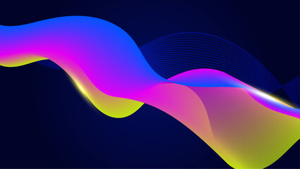 Blue yellow and purple violet vector glowing tech line modern abstract background