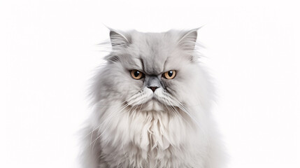 Gray persian cat isolated on white. Generative ai