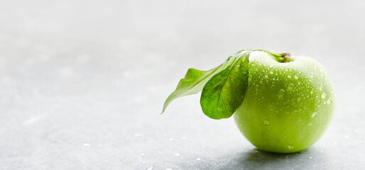 Fresh apple with water droplets