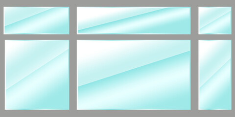 Glass plates set. Acrylic and glass texture. Vector illustration. EPS 10.