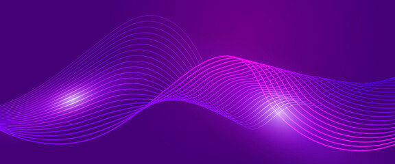 Purple violet vector abstract modern technology background with glowing line