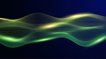 Black green and yellow vector glowing tech line modern abstract background