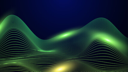Black green and yellow vector abstract modern technology background with glowing line