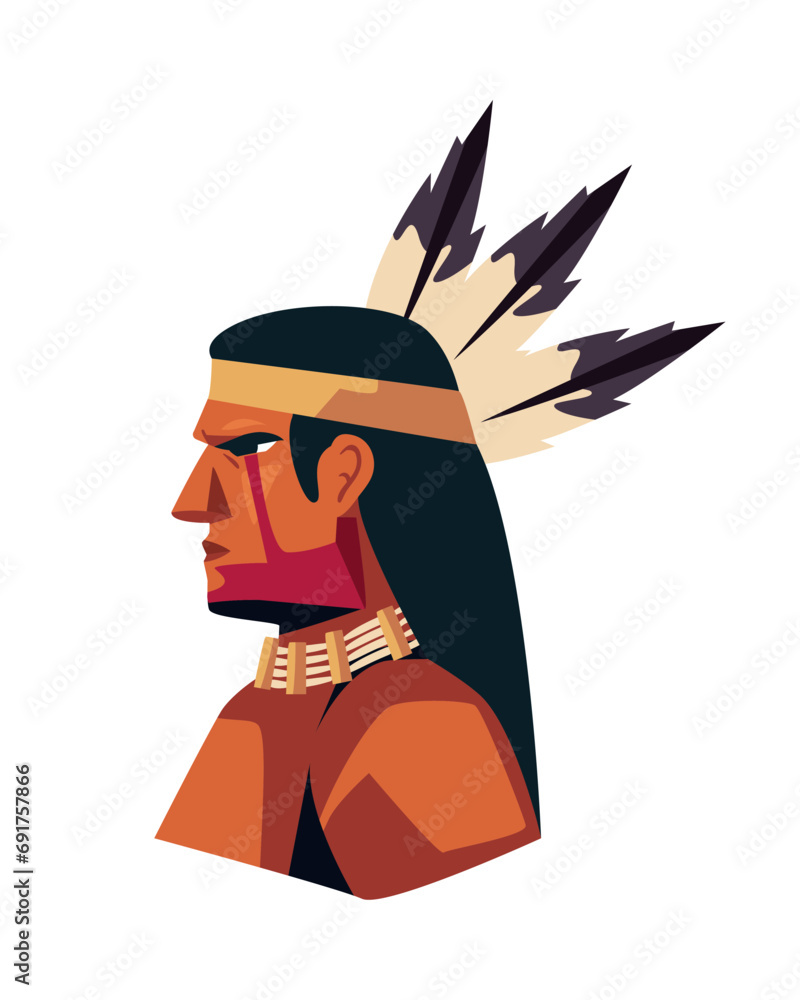 Sticker native american man design