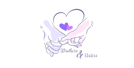 Brother and sister day celebration design, May 2. celebration of brothers and sisters day, showing hands joined together full of affection. modern minimalist style design.