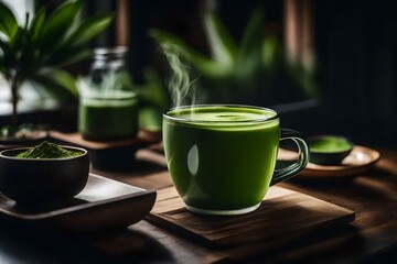 Matcha tea in a café or tea shop
