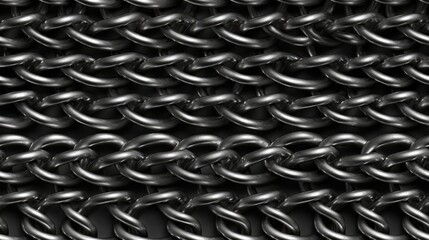 Closeup of metal chain links, seamless tile background