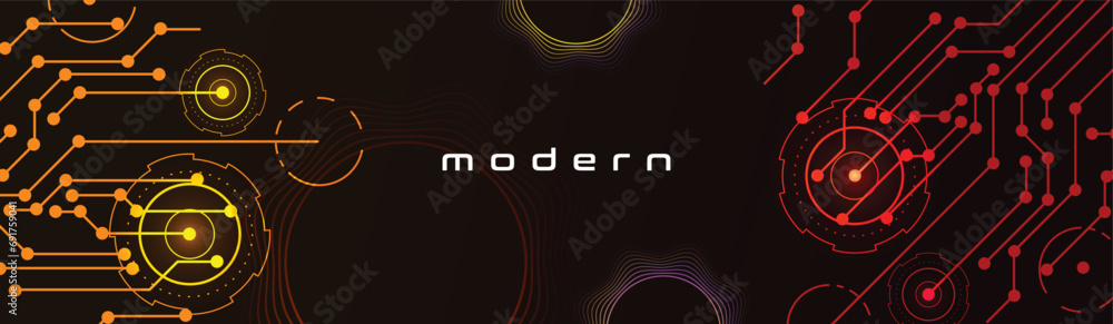 Poster modern background with futuristic and technological elements.