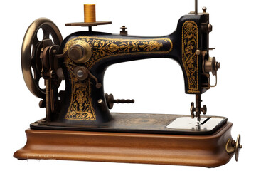 dressmaker stitch industrial handcraft design dressmaking black craft textile embroidery clothes tailor used vintage spool old fashion work thread needle clothing sew antique sewing machine - obrazy, fototapety, plakaty
