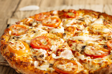 pizza with tomato and cheese
