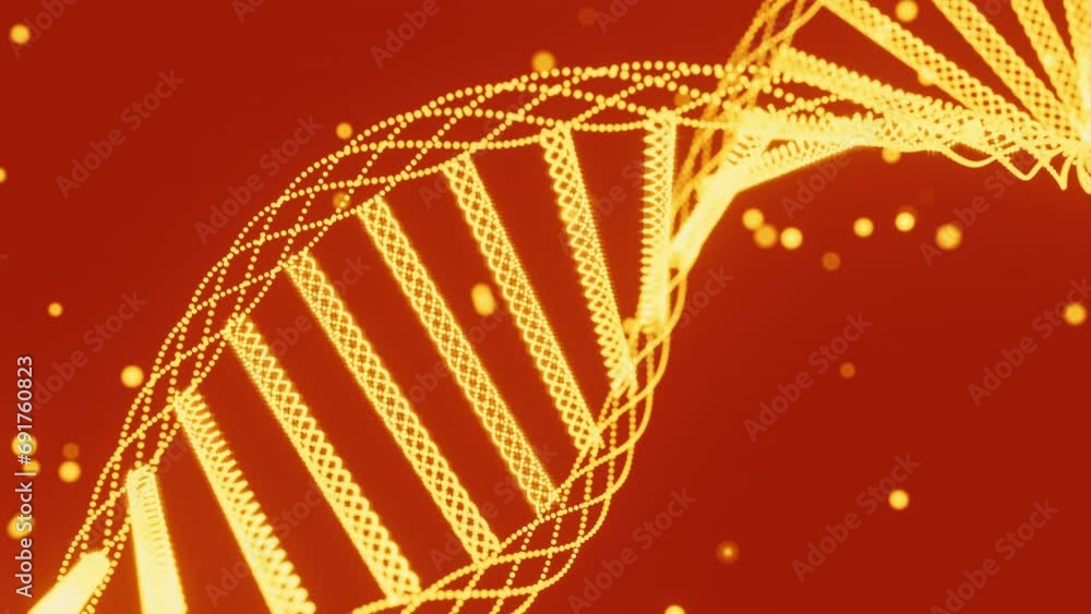 Poster dna helix consists of spirals. design. beautiful dna helix structure with moving dots. dna spiral ro