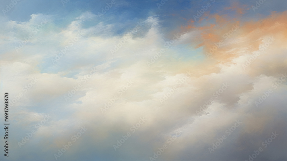 Sticker A painting of a cloudy sky, cloudy sky background, Generative AI