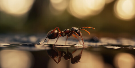 a ant walking on water