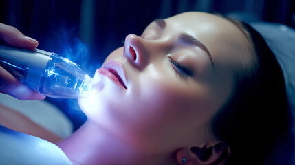 Cold Plasma Skin Treatment Procedure. Introduction of The Latest Scientific Discoveries and Technologies in Medicine.
