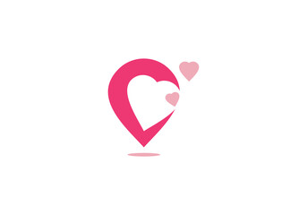 love pin location logo design symbol concept