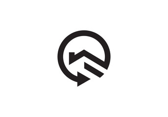 abstract home logo design, smart house line art icon concept