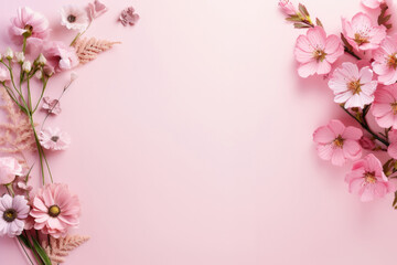 Fototapeta na wymiar pink cherry blossom with pink background.