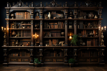 Huge library with lots of books generated AI