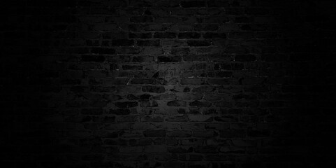 Yellow brick wall texture background. Brick wall. Old vintage brick wall pattern. Black brick wall horizontal background. horizontal part of black painted brick wall