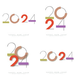 Modern Happy New Year 2024 design set. Greeting concept for 2024 new year celebration. Vector