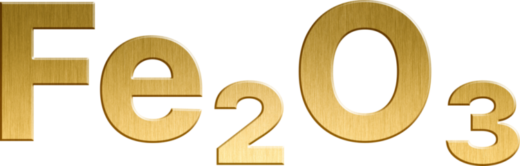 Golden Inorganic Chemical Formula Fe2O3 - Iron(III) Oxide