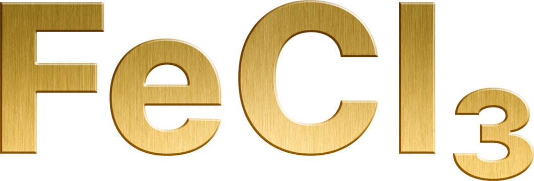 Golden Inorganic Chemical Formula FeCl₃ - Iron(III) Chloride