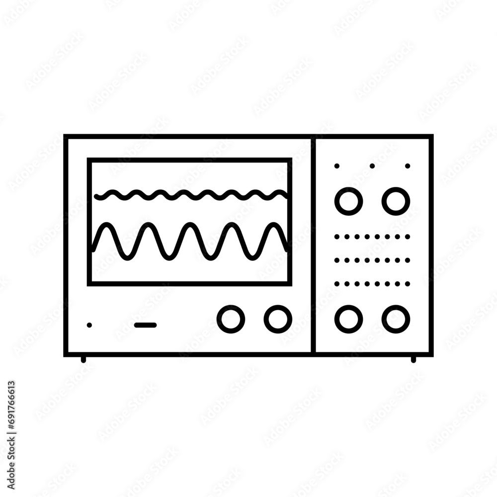 Poster oscilloscope electrical engineer line icon vector. oscilloscope electrical engineer sign. isolated c