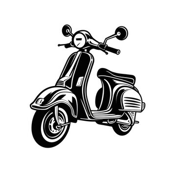 Black and white logo of scooter motorbike, AI generated Image