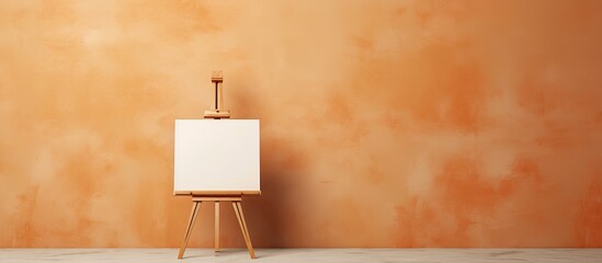 Retro-style easel holds empty canvas.