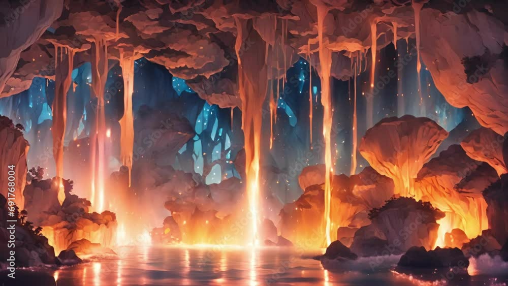 Poster caves luminescence like stepping into otherworldly realm. carefully make your through twists turns c