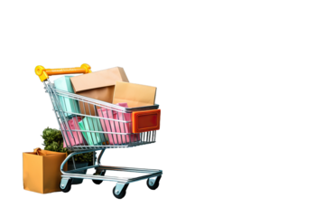 png  packet fashion little present buy metal handle shop purchase client merchandise group market gift carry business box cardboard miniature colourful Small paper bags shopping cart blue background