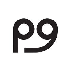 letter P and G glass logo design combination simple icon.