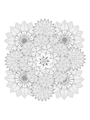 flower mandala with mehndi flowers for coloring book page doodle ornament