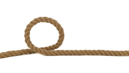 Braided natural jute rope over white background