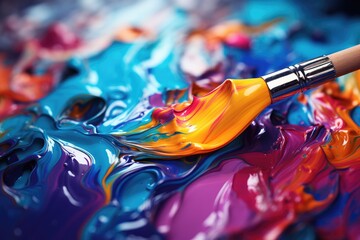 Obraz na płótnie Canvas brush poised to capture the world in vibrant hues