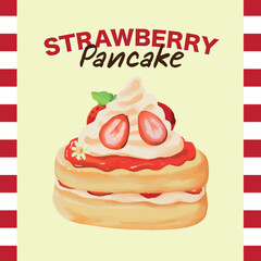 Strawberry Pancake Illustration3