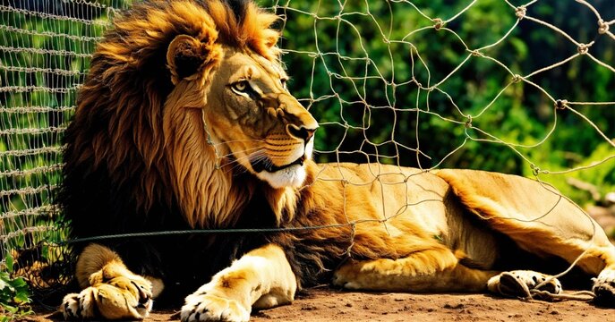 image of the lion trapped in a net and the mouse chewing the ropes to free the lion