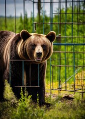 bear traped in a cage