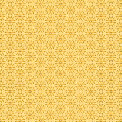 Simple abstract floral geometric mosaic pattern Light yellow, olive, mustard, brown flower motifs