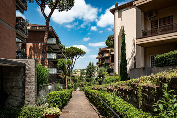 Apartment buildings in one of the neighborhoods in Rome.