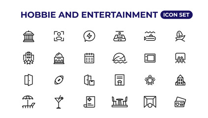 Set of outline hobbies and entertainment icons.Thin outline icons pack. - obrazy, fototapety, plakaty