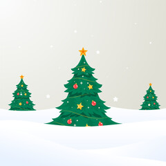 Abstract Merry Christmas festival Decorative vector background christmas with three Christmas tree