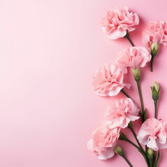Carnation Flowers on Pastel Background: Beautiful Floral Arrangement