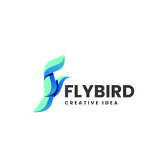 Vector Logo Illustration Fly Bird Gradient Colorful Style