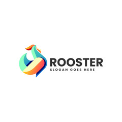 Vector Logo Illustration Rooster Gradient Colorful Style