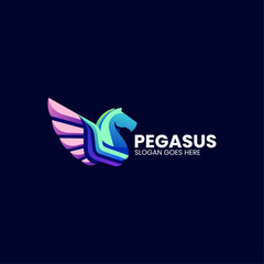 Vector Logo Illustration Pegasus Gradient Colorful Style