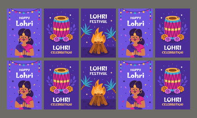 happy lohri day vector illustration flat design