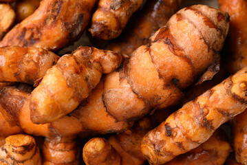 Fresh turmeric texture background, Spice in Asian cuisine