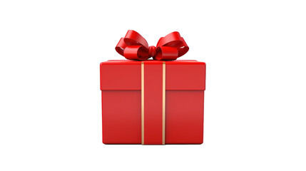 Obraz premium Gift Box with Red Ribbon Isolated on Transparent Background, PNG File. Birthday, Present, Surprise Concept 