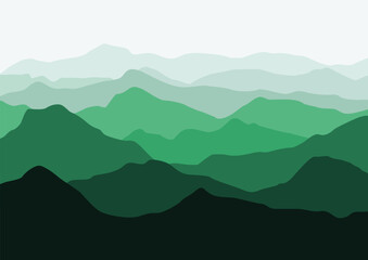 Landscape with mountains. Vector illustration in flat style